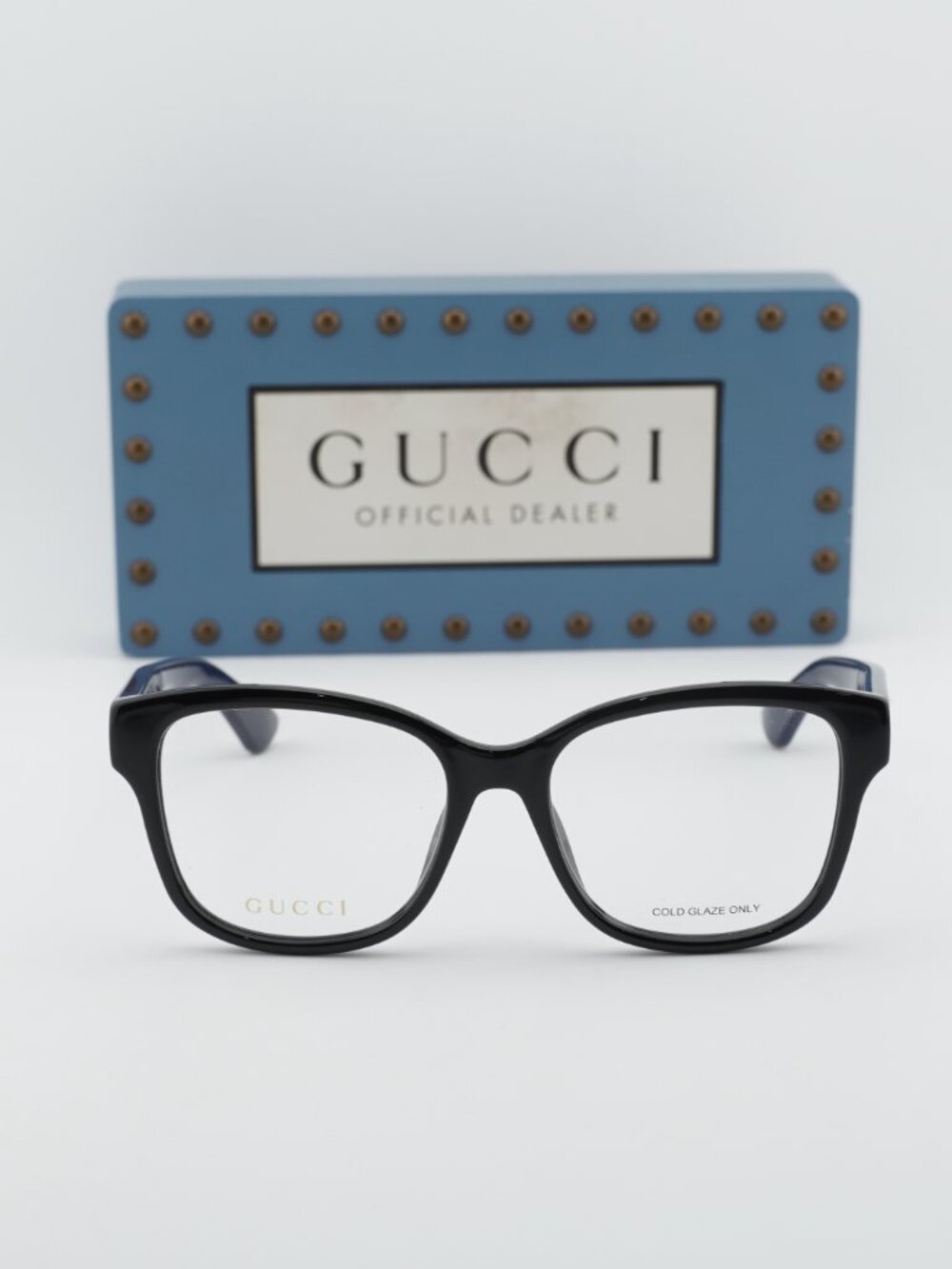 Gucci GG1340O 010 Square Eyeglasses - Shiny Black/Blue 54mm - Picture 2 of 10